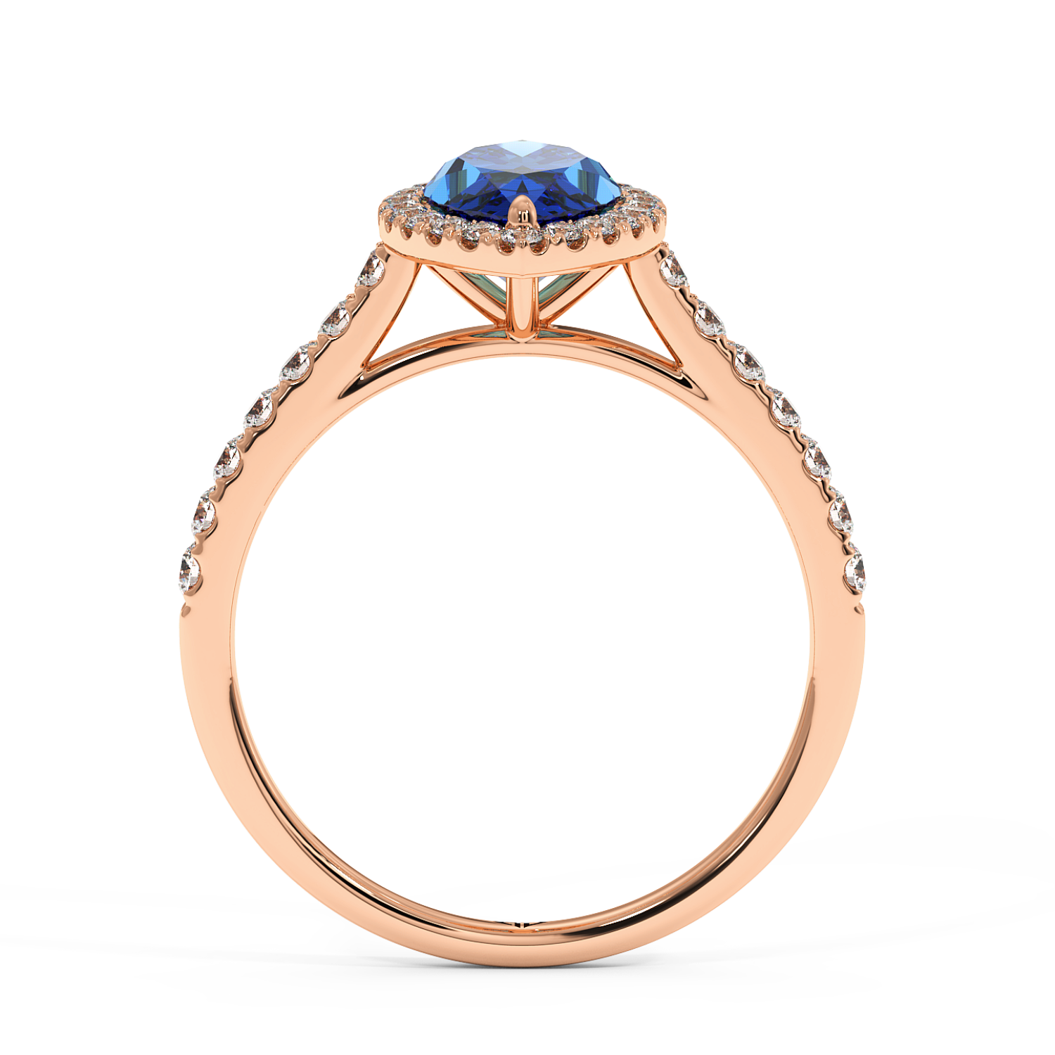 18K Rose Gold Marilyn Diamond Shoulder Hidden Halo Engagement Ring