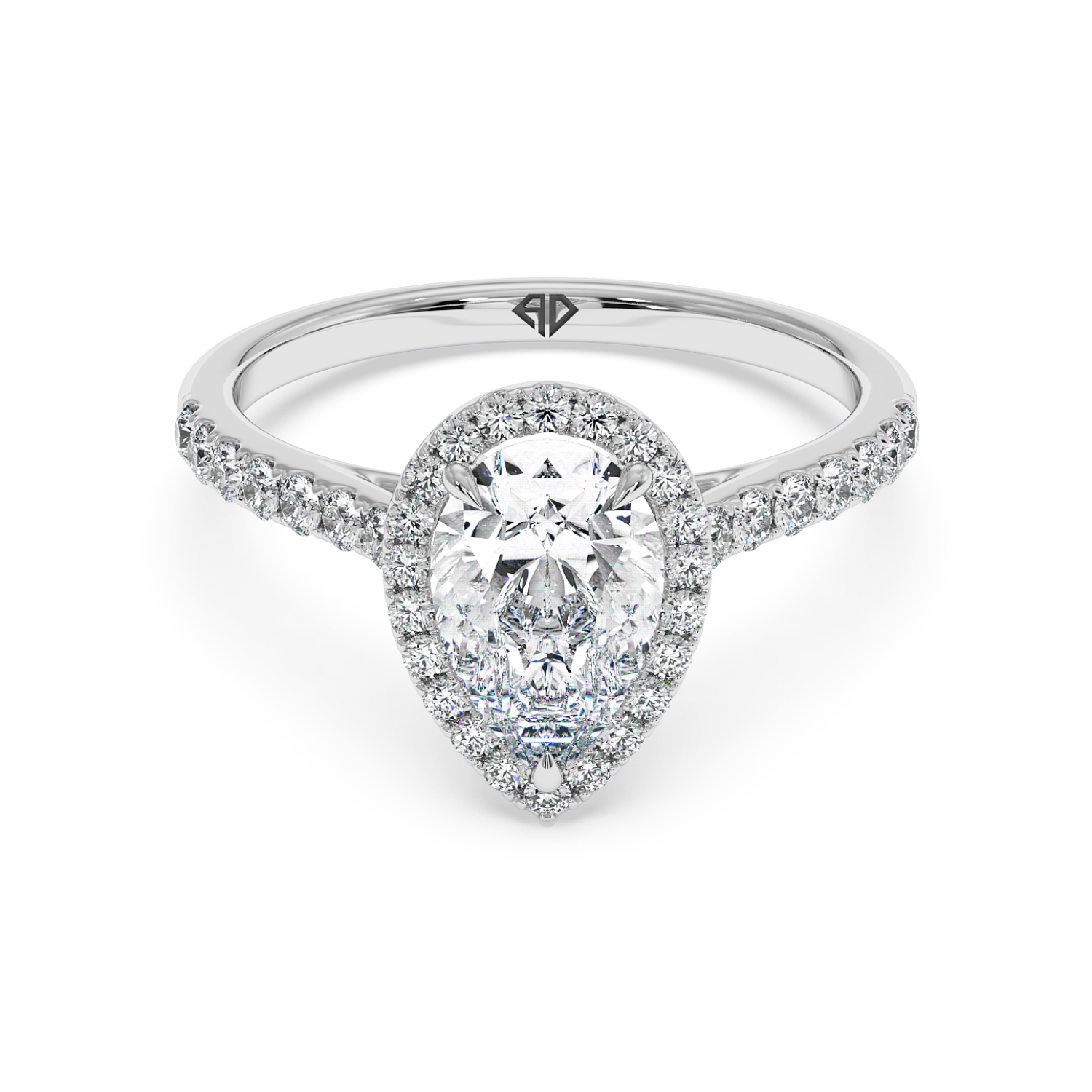 18K White Gold Marilyn Diamond Shoulder Hidden Halo Engagement Ring