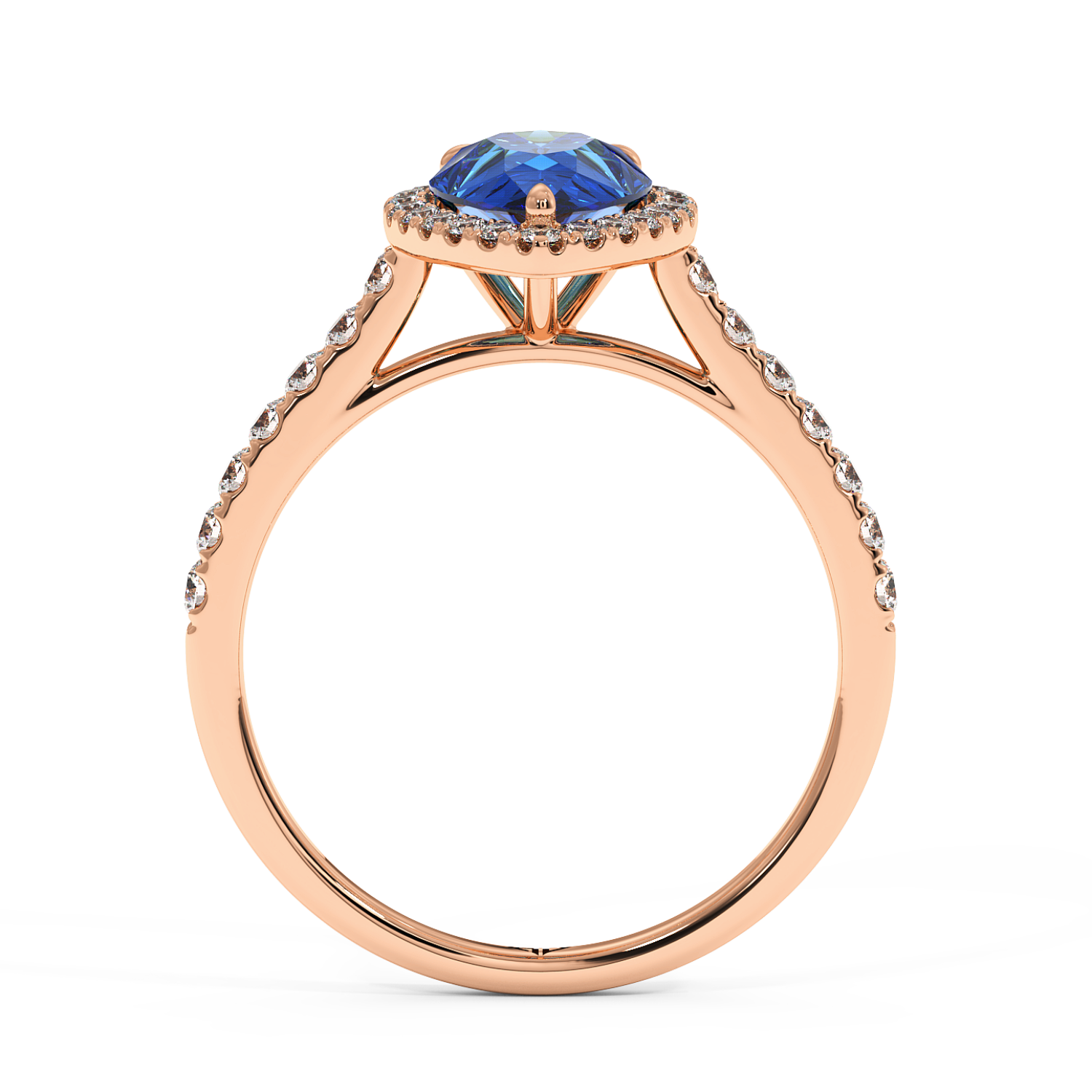 18K Rose Gold Marilyn Diamond Shoulder Hidden Halo Engagement Ring