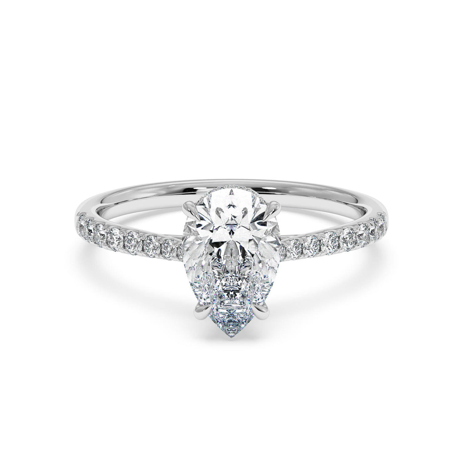 18K White Gold Hana Diamond Shoulder Hidden Halo Engagement Ring