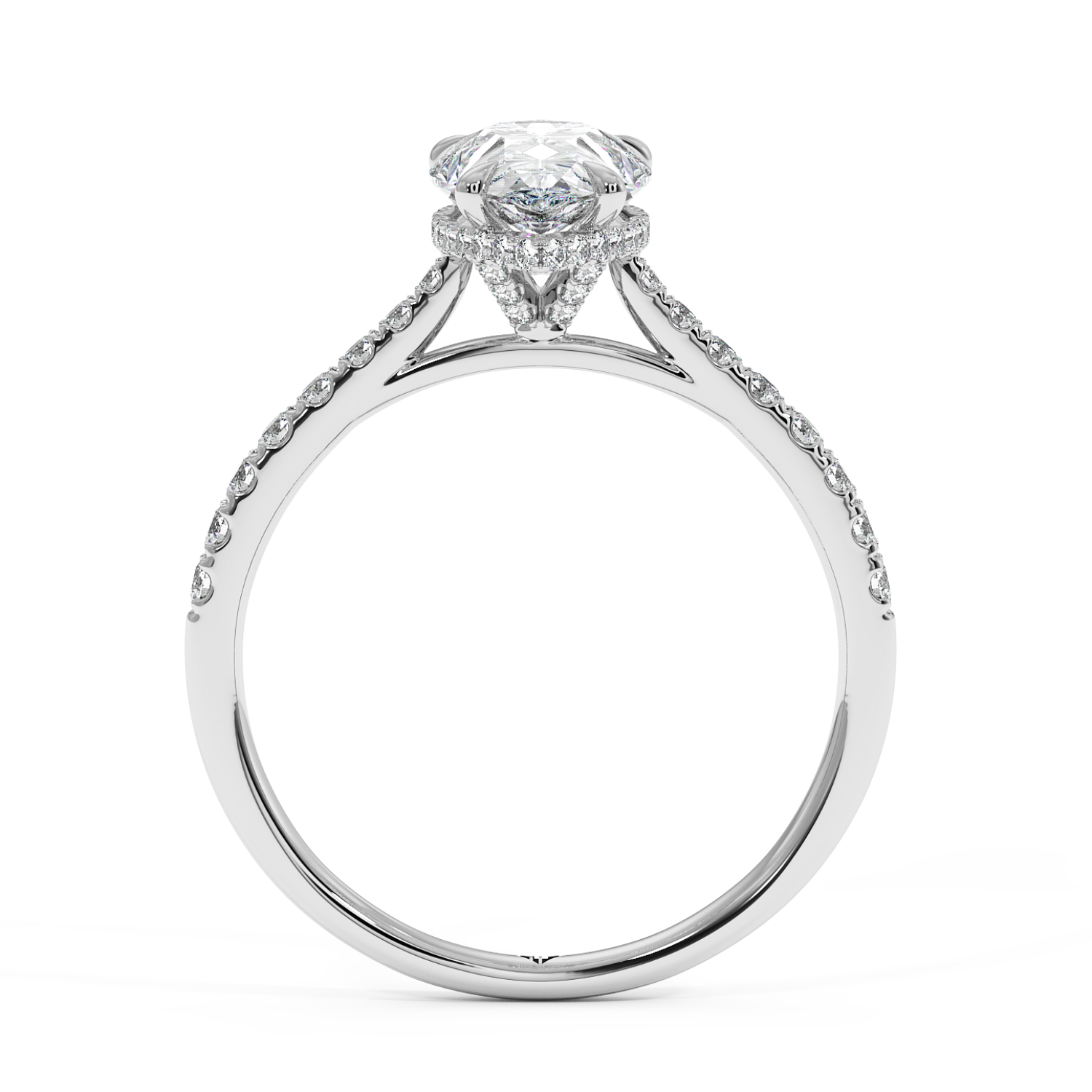 18K White Gold Hana Diamond Shoulder Hidden Halo Engagement Ring