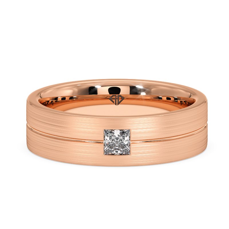 18K Rose Gold Clarence Diamond Wedding Band