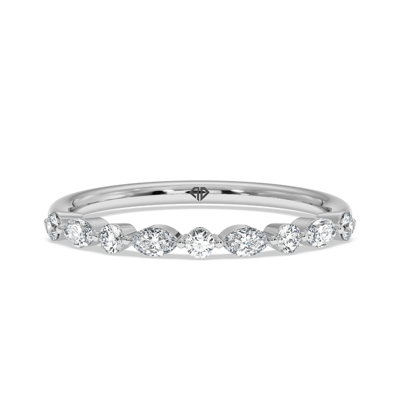 18K White Gold Holly Wedding Band