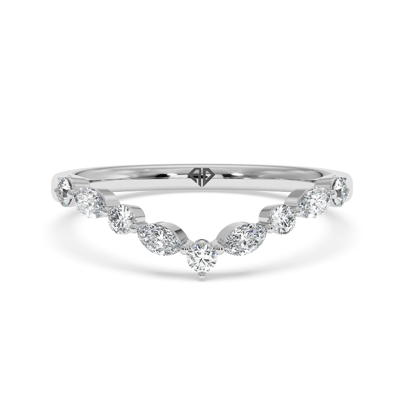 18K White Gold Zinnia Curved Wedding Band