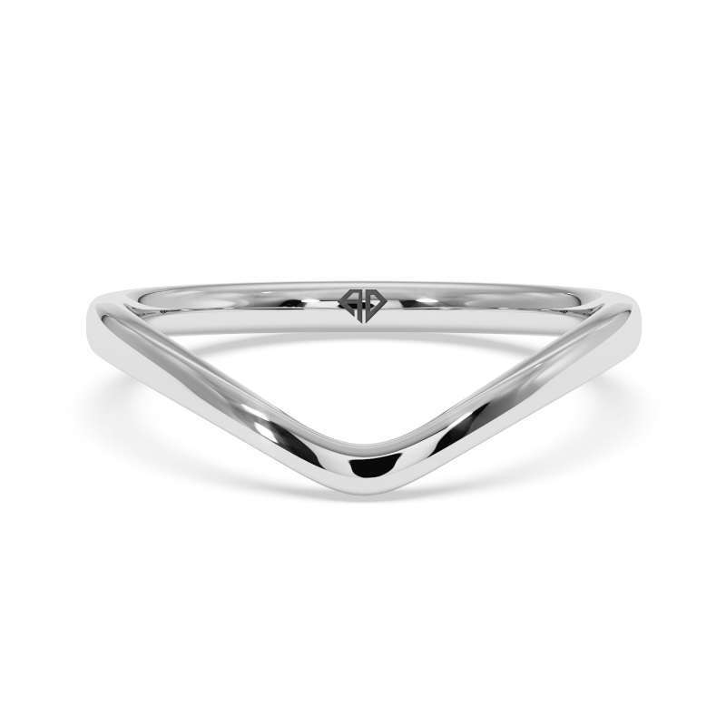 18K White Gold Ivy Curved Wedding Band