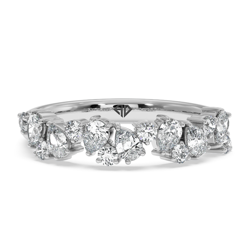 18K White Gold Sage Wedding Band