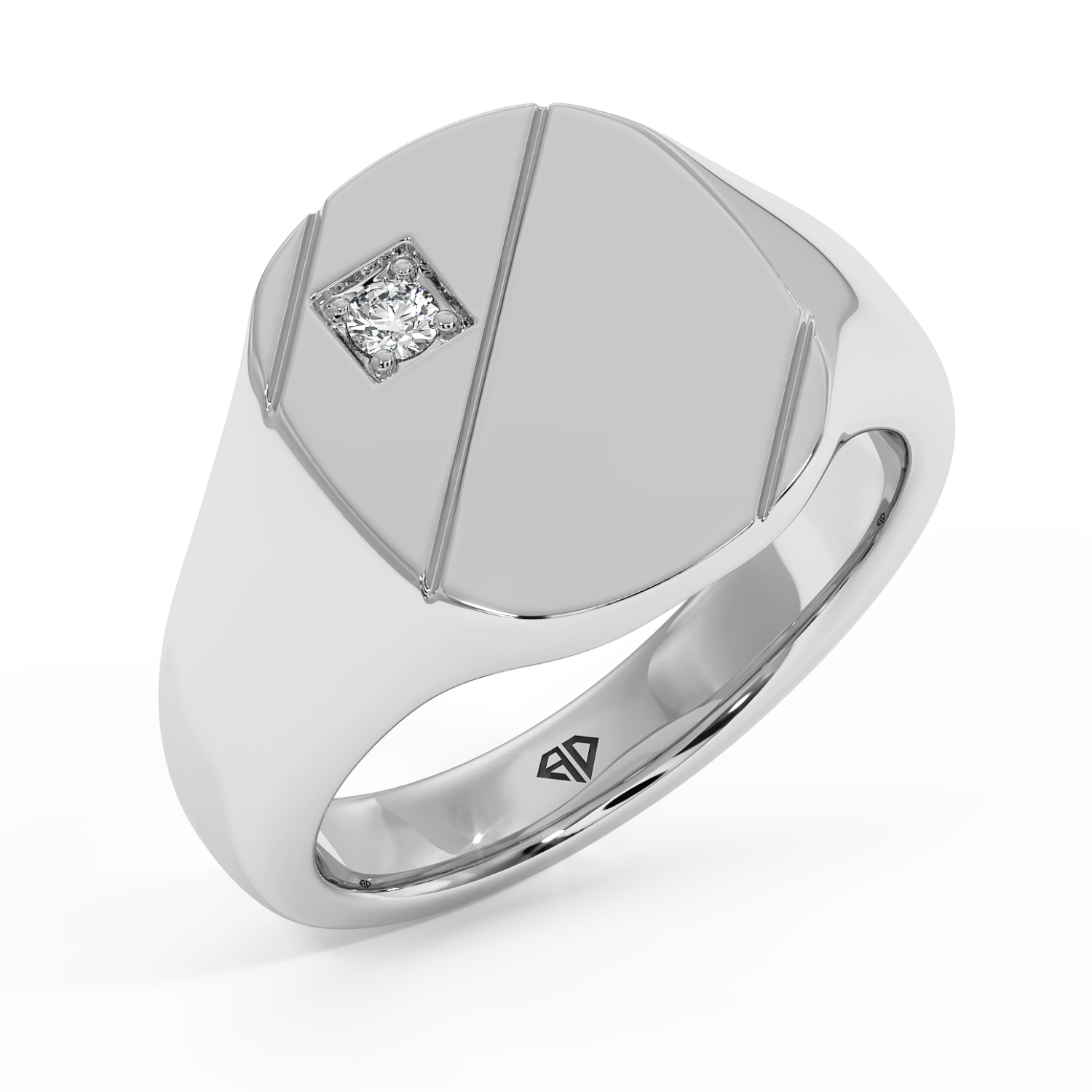 18K White Gold RING-080 Segnet Ring