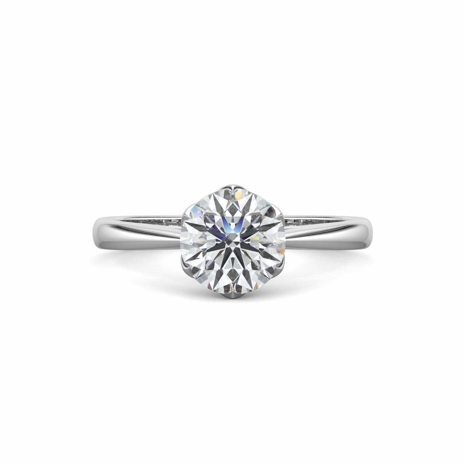 18K White Gold Petal Engagement Ring