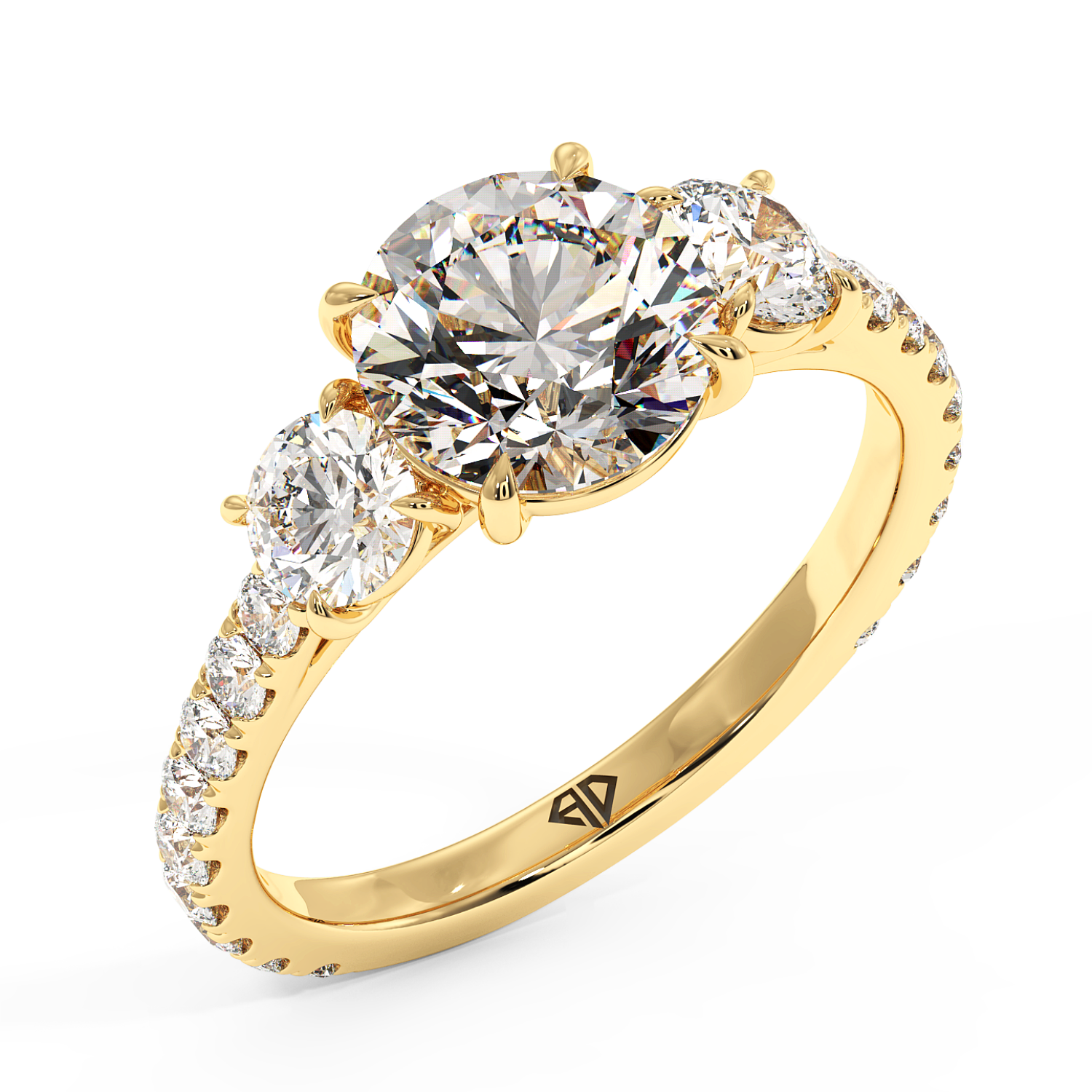 18K Yellow Gold Blossom Engagement Ring