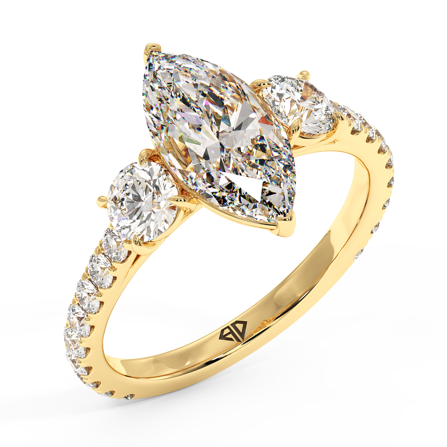 18K Yellow Gold Blossom Engagement Ring