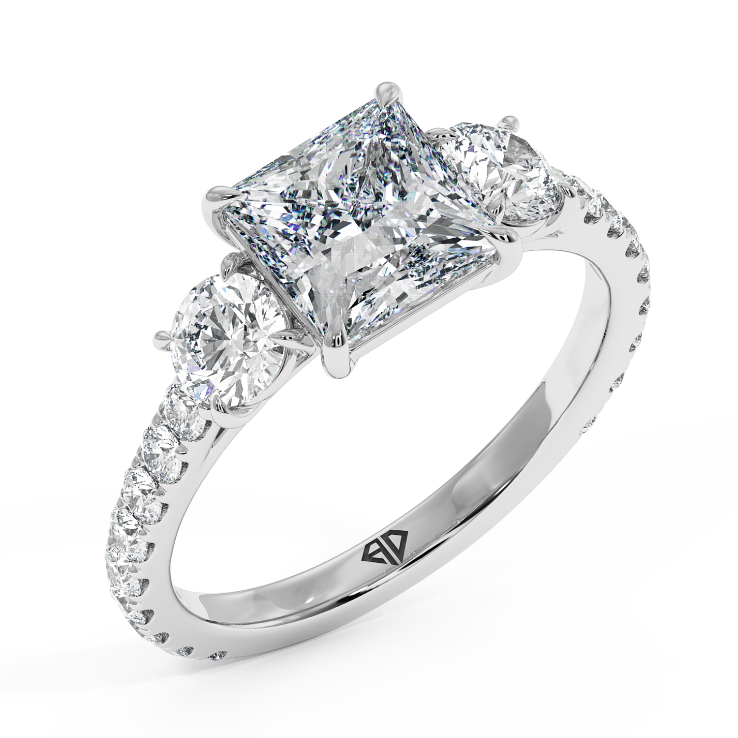 18K White Gold Blossom Engagement Ring