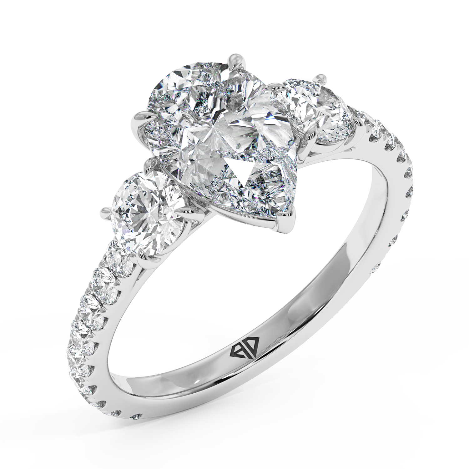 18K White Gold Blossom Engagement Ring